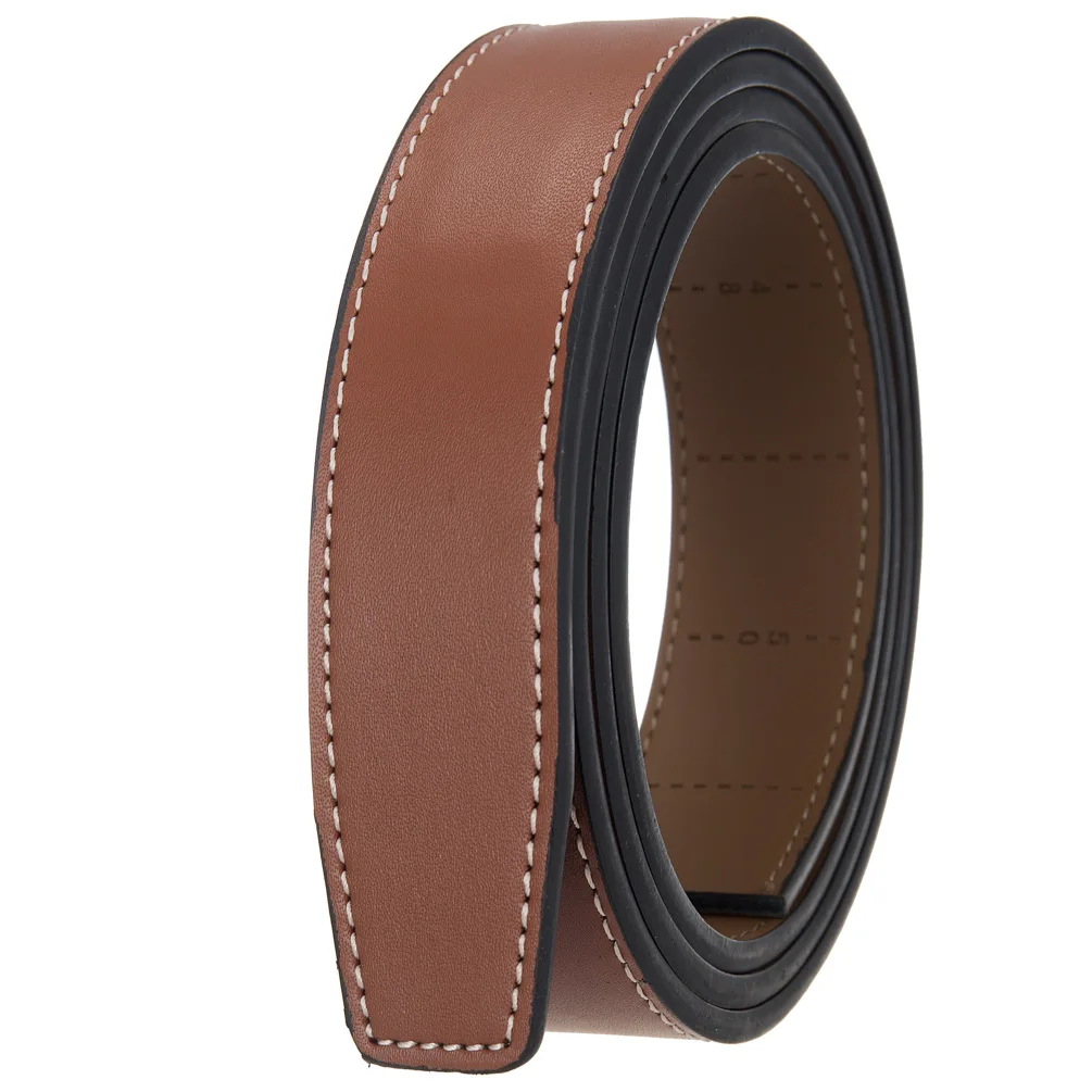 High Quality 3.0cm-3.1cm Men's Automatic Buckle Belt Body Adjustable Real Cow Leather Ratchet Belt Strip Without Buckle