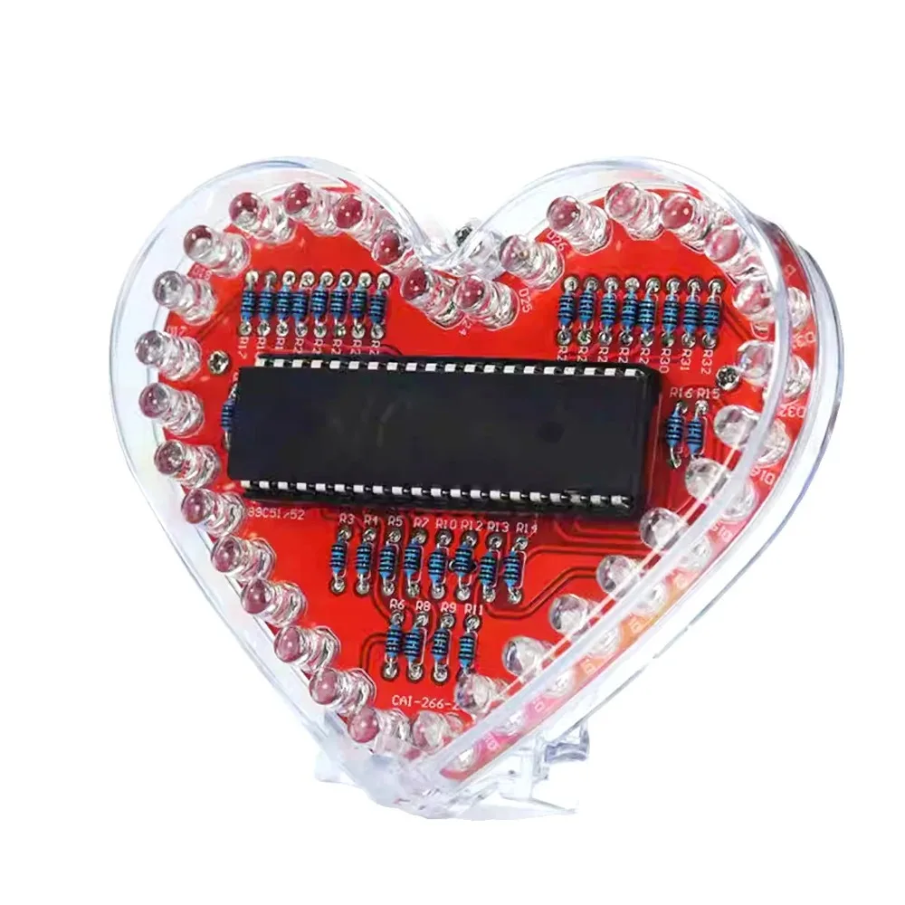 

DIY Electronic Kit LED Heart-Shaped Flow Light with 32 Colorful LED Lights DIY Soldering Practice Kit Children's holiday gifts