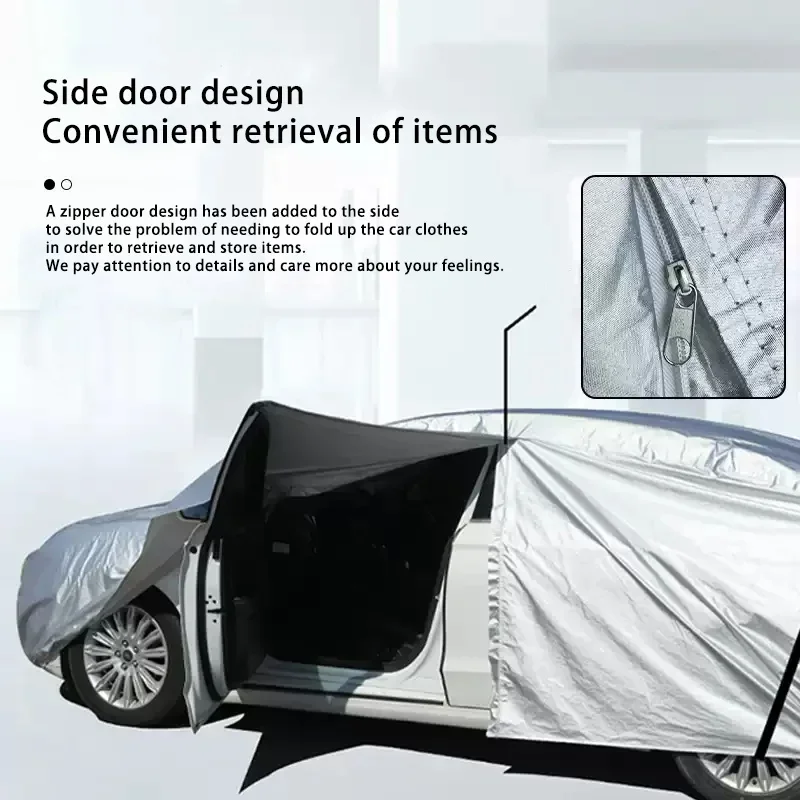 

Car Cover For Chery tiggo 8 Door Zipper Full Exterior Black Silvery-Auto Cover Sunshade Dustproof Waterproof Reflective strips