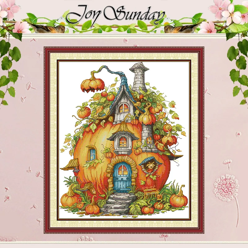 

The Pumpkin House Patterns Counted Cross Stitch Set DIY 11CT 14CT 16CT Stamped DMC Cross-stitch Kit Embroidery Needlework Crafts