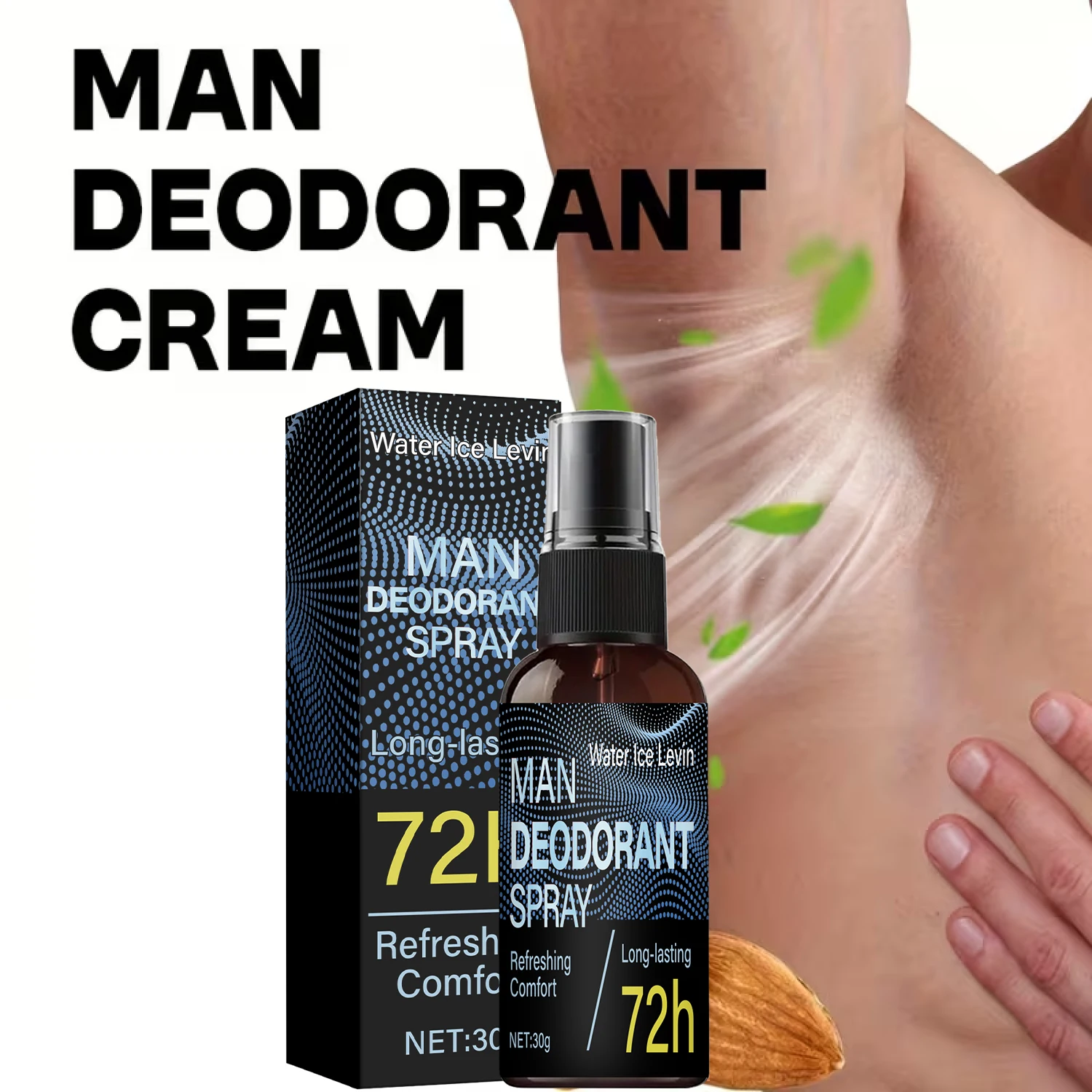 Desodorante en Aerosol para Hombre. Control de Olores de Larga Duración de 72 Horas. Hidrata la Piel, Confort y Refresco. Fórmula Fuerte y Efectiva. 30g Net.
