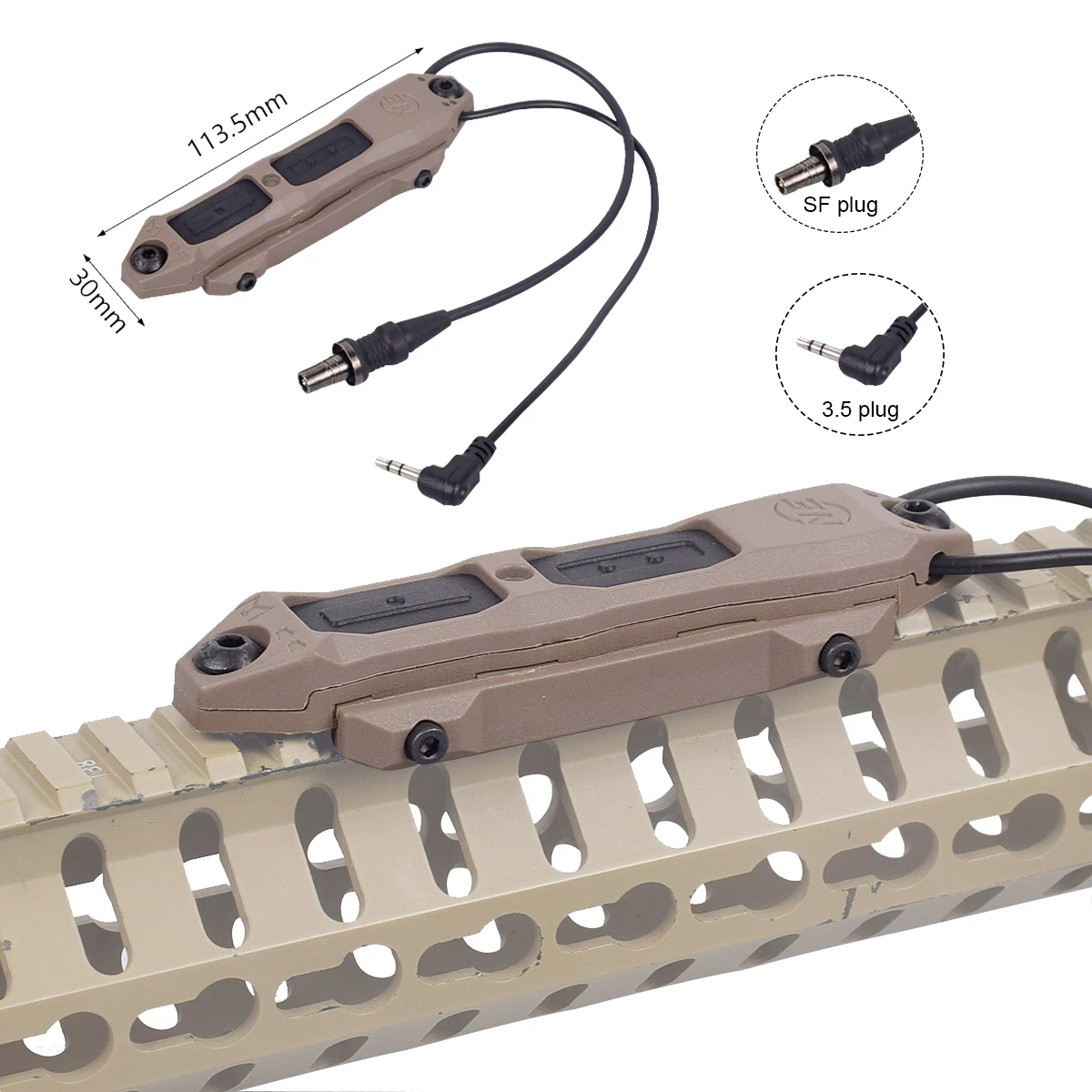 

Тактический хвостовой переключатель с двойным управлением для мыши для DBAL A2 NGAL MAWL фонарик оружие развесывающий свет подходит для рельса Keymod M-lok 20 мм