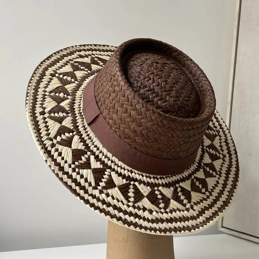 Vintage Mode Sommer Boho Stil Casual handgemachte breite Krempe Sonnenhut für Frauen und Männer Caps Urlaub Strand Sonnenhut Designer Hüte – Detail 5