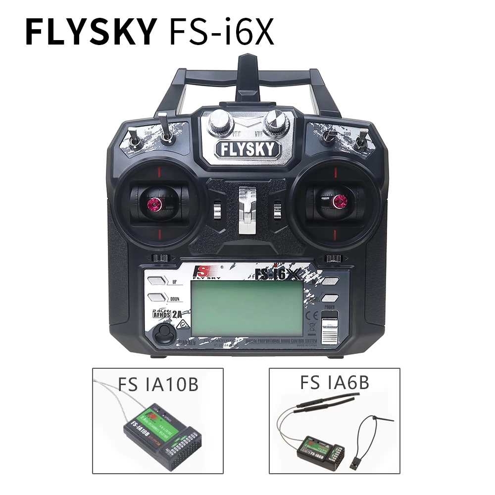 FLYSKY FS-i6X FS i6X 10CH 2.4GHz AFHDS 2A RC Transmitter With X6B iA6B A8S iA10B  Receiver for RC FPV Racing Drone Retailbox