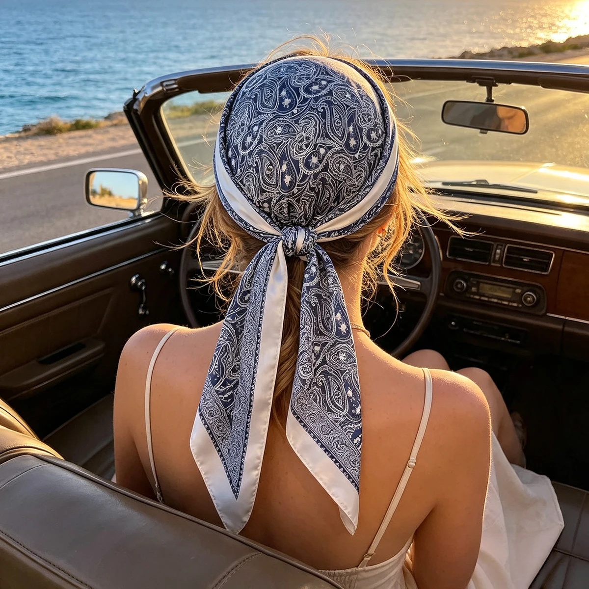 Women Accessories Brands - Luxury Brand Paisley Print Square Scarf