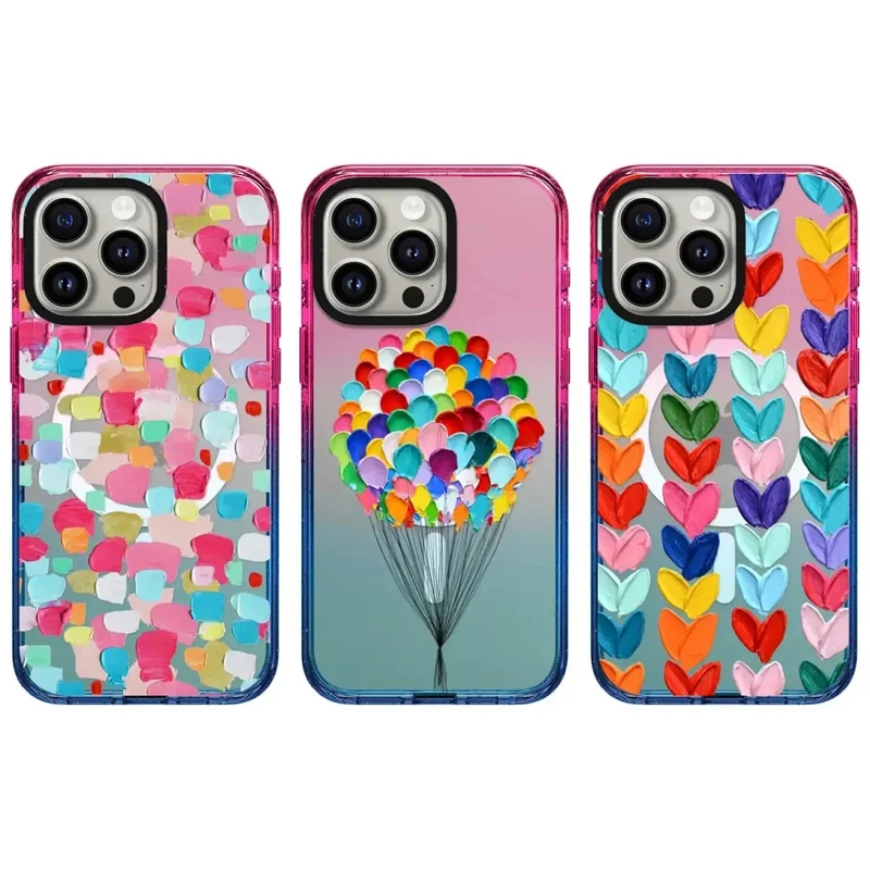 

2.5 Acrylic Colorful Border Color Balloon Pattern iPhone 12 13 14 15 Pro Max Protective Case with MagSafe