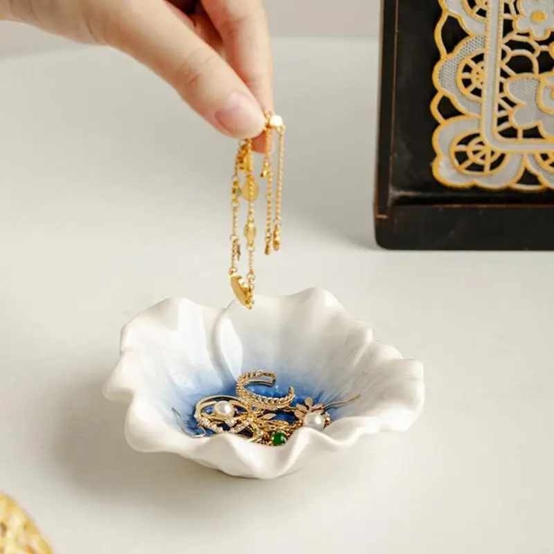 Multi Functional Ceramic Jewelry for Rings Earrings Storage Modern Home Decoration Floral Gradient Dish 87HA