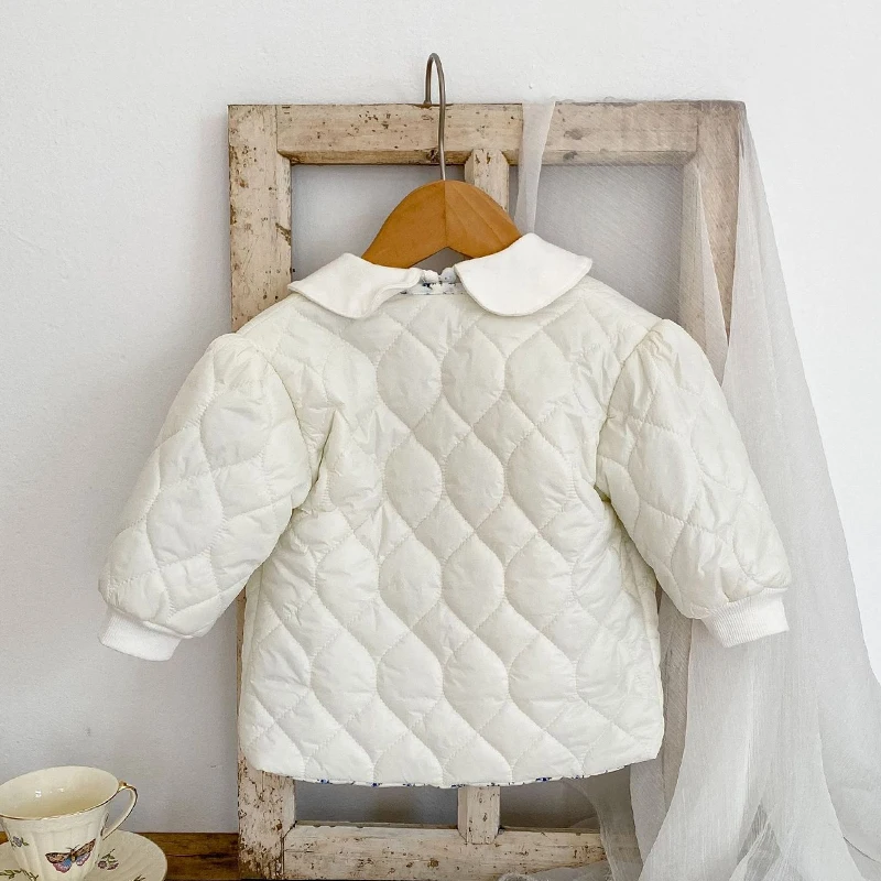 New autumn and winter clothing for infants aged 0-3, thickened long diamond grid jacket, exquisite temperament cardigan jacket