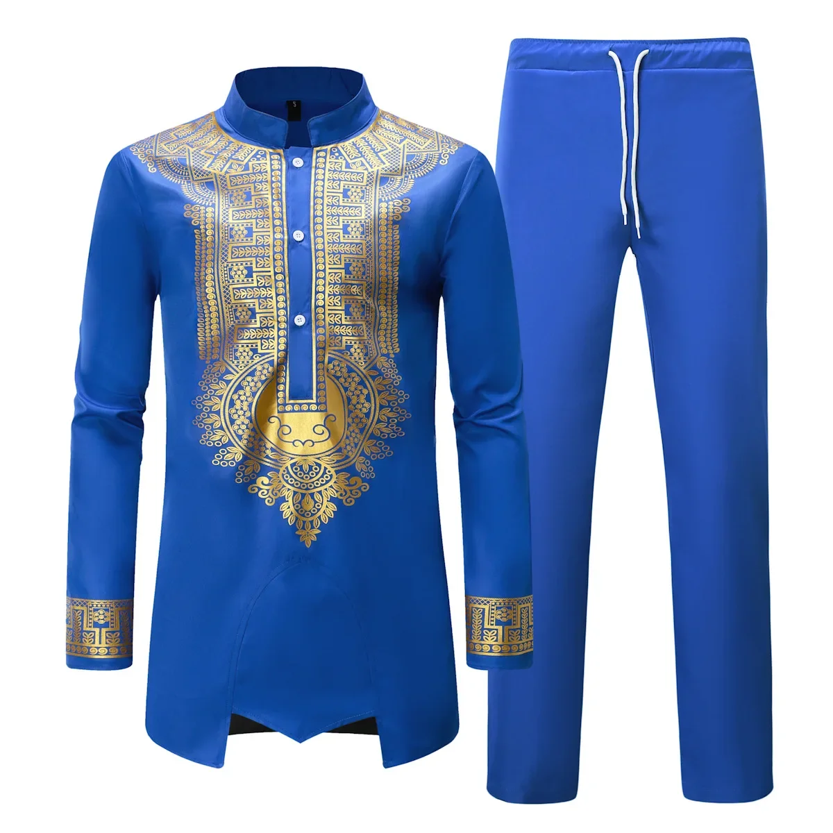 

Two Pieces Pant Sets Stand Collar Shirt Pants African Traditional Dress of Arab Men's Fashion Ethnic Printed Men Arab 3D