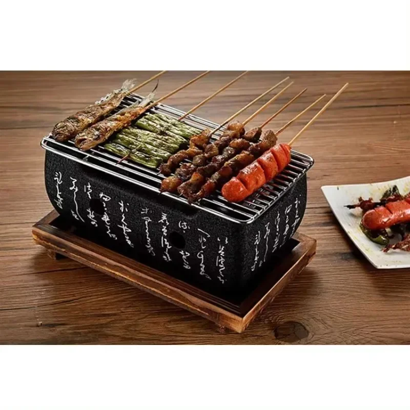 Home table top mini Hibachi grill Square Ceramic Charcoal BBQ Grill Restaurant Alcohol Barbecue