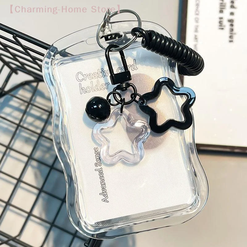 【M】Transparent Kpop Photocard Holder Keychain, Creative Photo Card Sleeves Protector, Bus Student ID Card Case Accessories