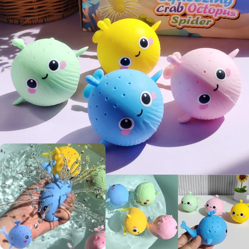Baby Bath Toys Sponge Water Absorbing Whale Squeezing Stress Relief Toys Summer Swimming Play Water Toy for Children Squishy Kid