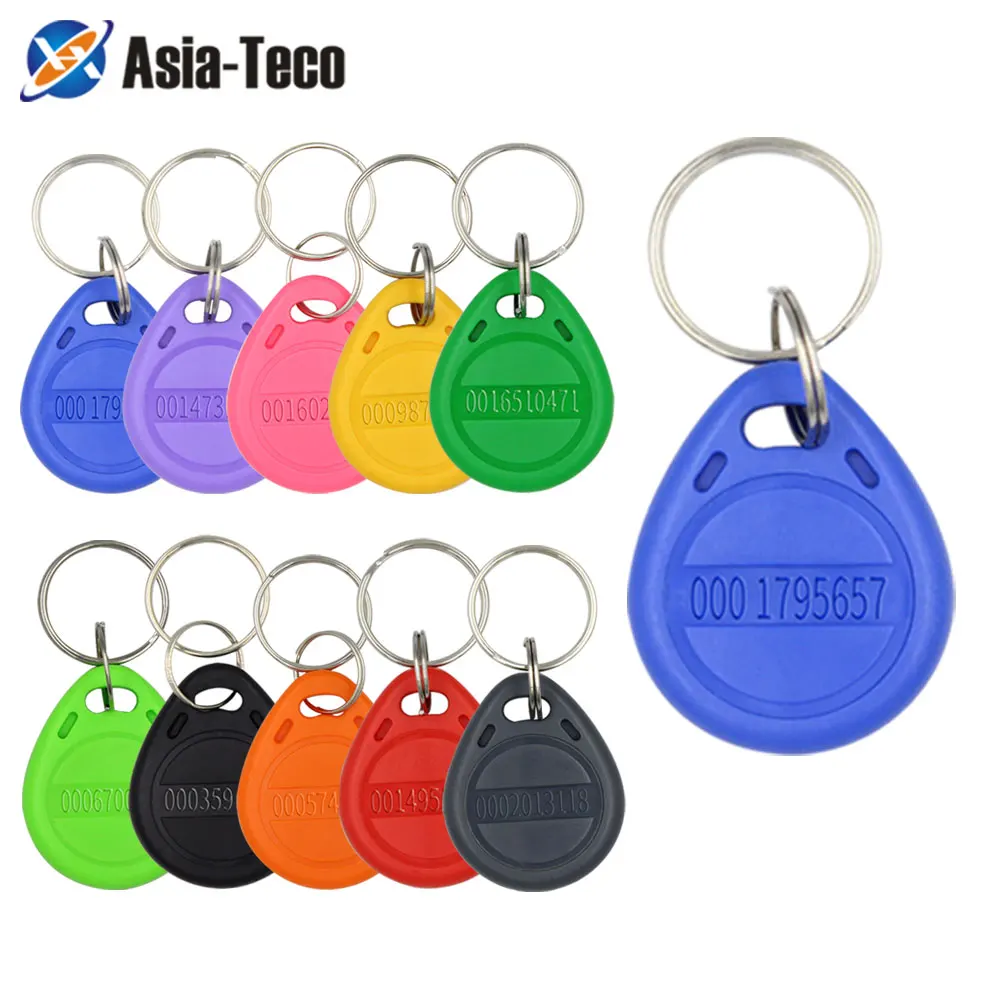 10pcs/Lot 125khz RFID Proximity Keychain Tag Card TK4100 Stickers Keyfob Key Door Entry Access Control KeyChain EM Token Keyfob