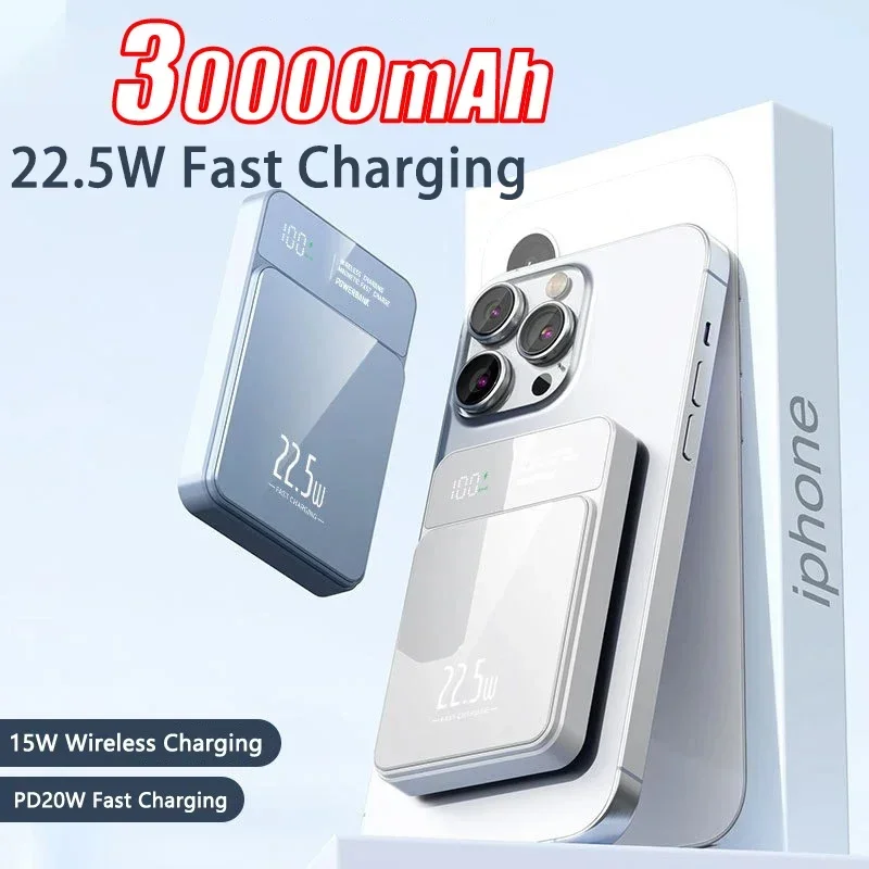 2025 New Magsafe-Banco of 50000MAH Portable Energy, Magnetic Wireless Charger, IPhone 15,16 Promax Xiaomi, Samsung,Spare Battery