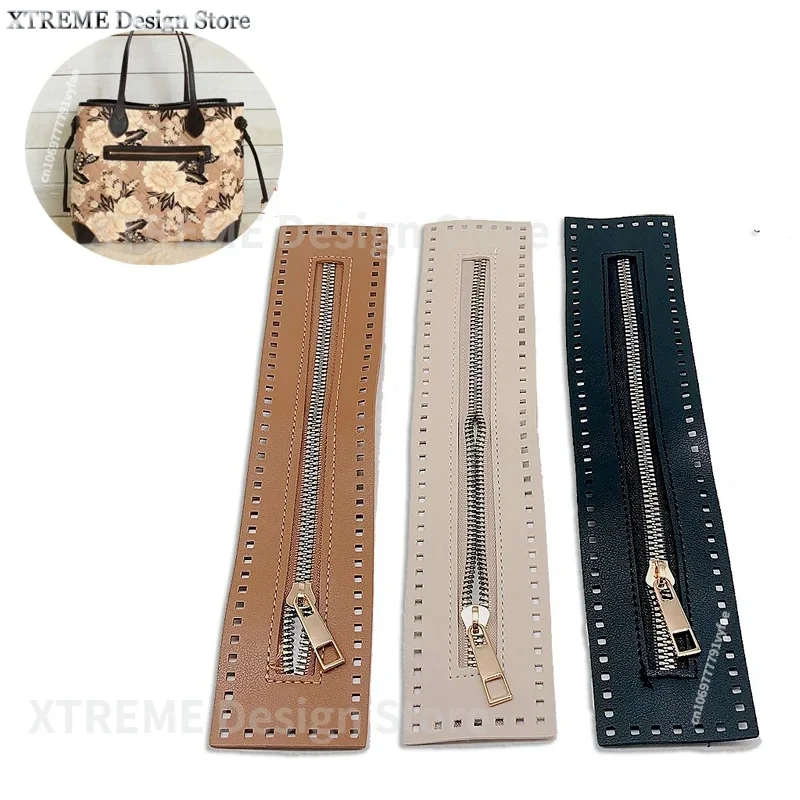 Cremallera de cuero de 27cm de largo, accesorio de costura, útil para bolso de ganchillo, herrajes para bolso