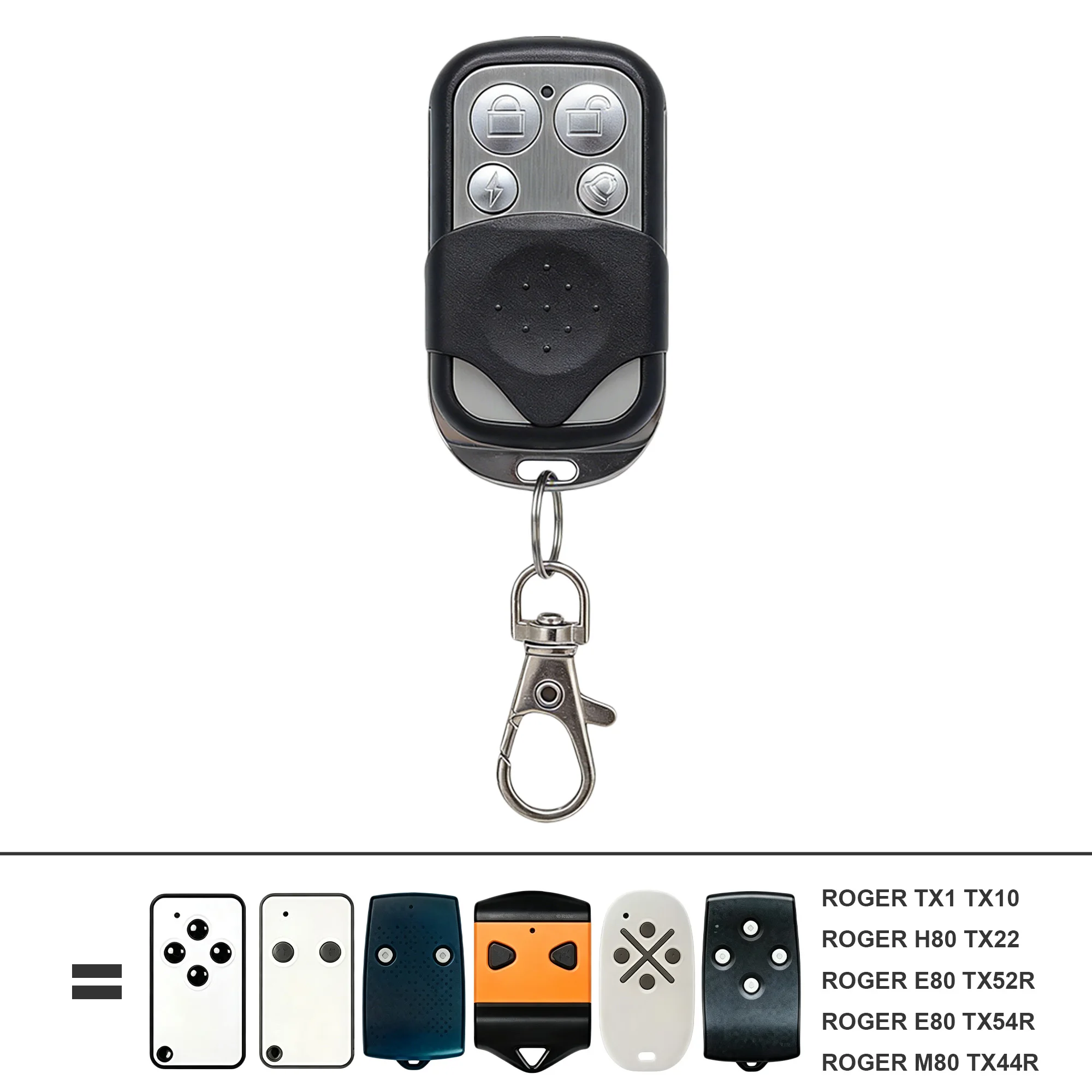 5Pcs 4‑Button 433MHz Fixed Code Remote Duplicator Key Fob for MOTOSTAR PROTECO ROGER TORMATIC FERPORT Garage Gate Opener
