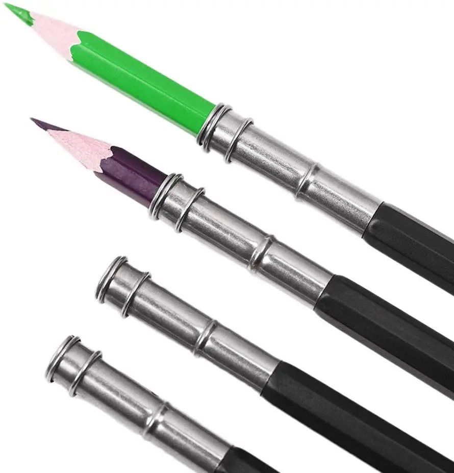 2PCS Adjustable Handy Dual Head Pencil Extender Holder Pencil Lengthener Length Extender