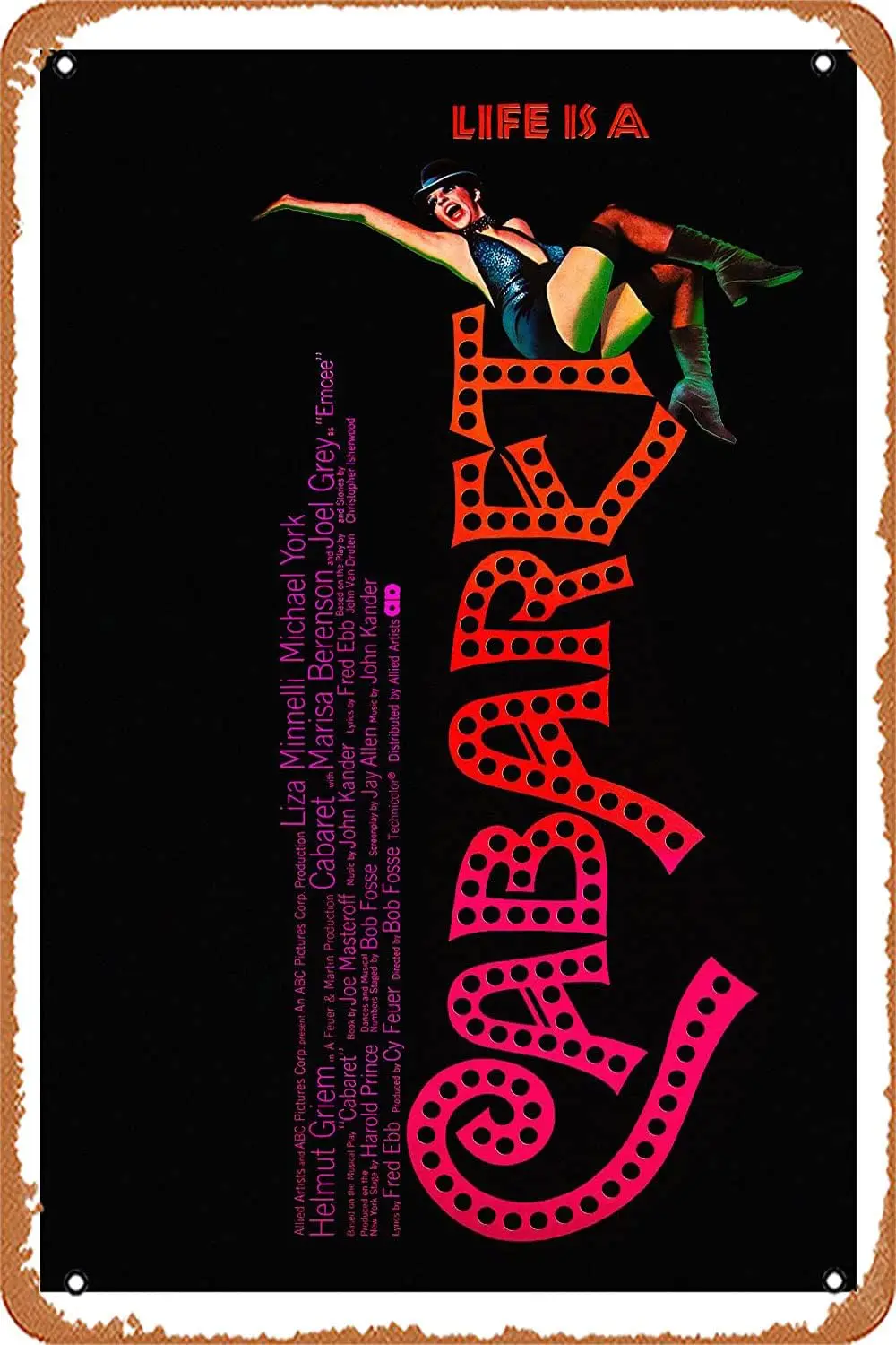 AirBnk Vintage Tin Signs Cabaret (1972) Retro Movie Funny Poster for Home Musical Bar Pub Cafe Wall Kitchen Bathroo Karaoke Deco