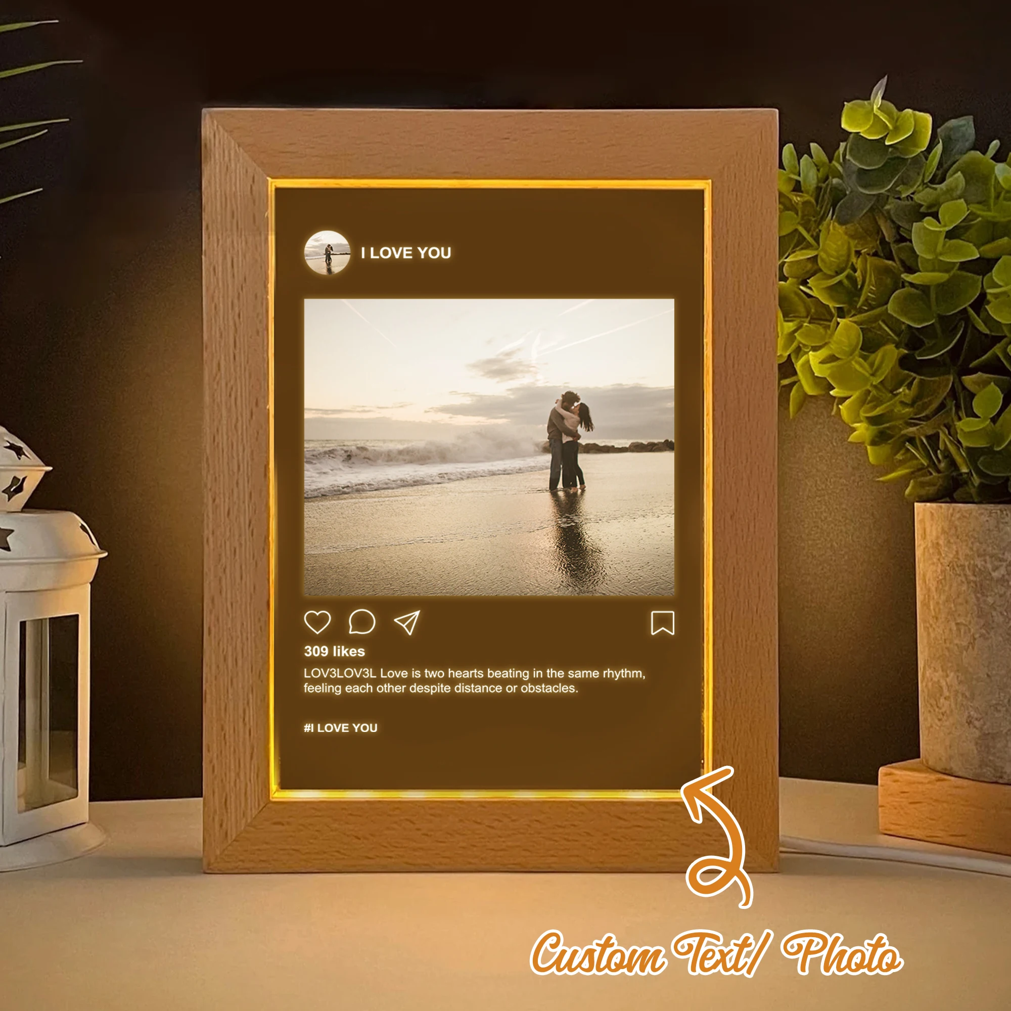 

Customized Couple Photo LED Night View Photo Frame Personalized Gift Family Living Room Bedroom Dining Room Home Decoration