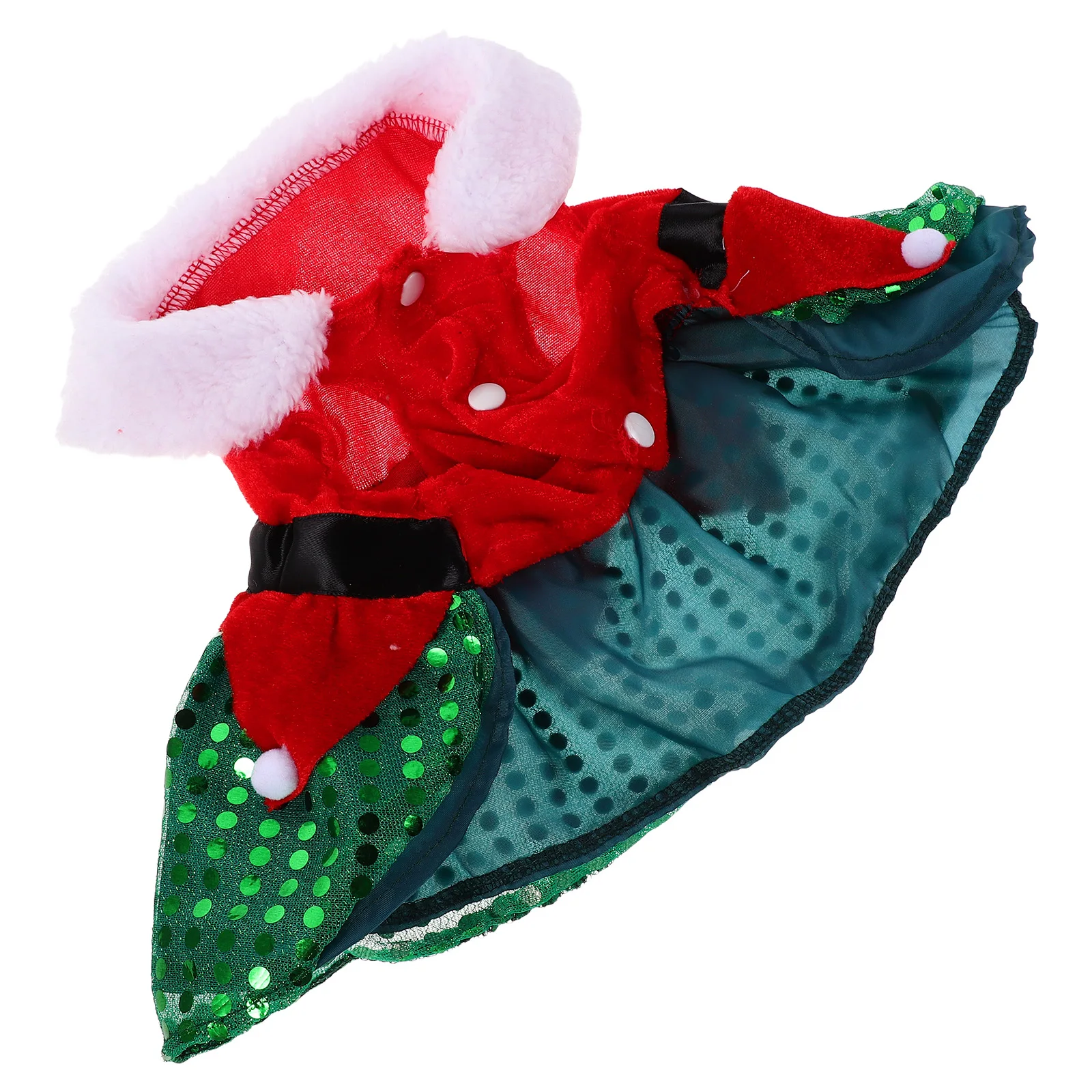 

Christmas Pet Dress Cat Holiday Outfits Dog Festive Clothes Santa Costume Plastic Outfiit for
