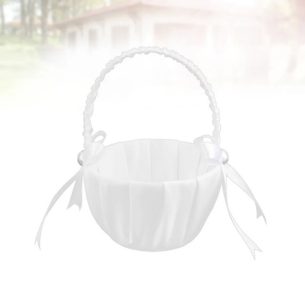 2 قطعة سلة زهور مزينة باللؤلؤ العتيق باقة زفاف عروس أنيقة محمولة خفيفة الوزن لتزيين الحدث لبتلة الزهور