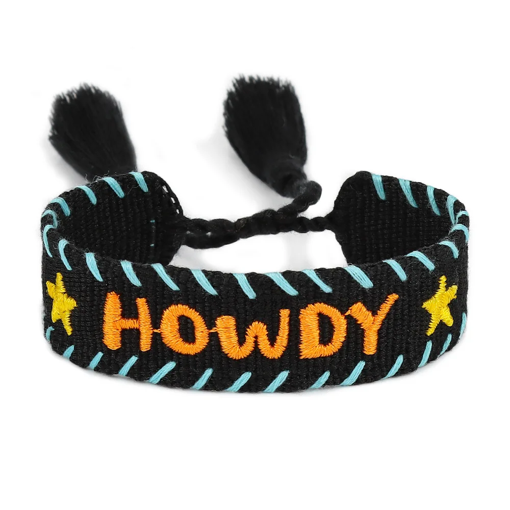 

Europe and the United States woven lace bracelet couples fashion embroidery letters hand rope jewellery can be customized letter