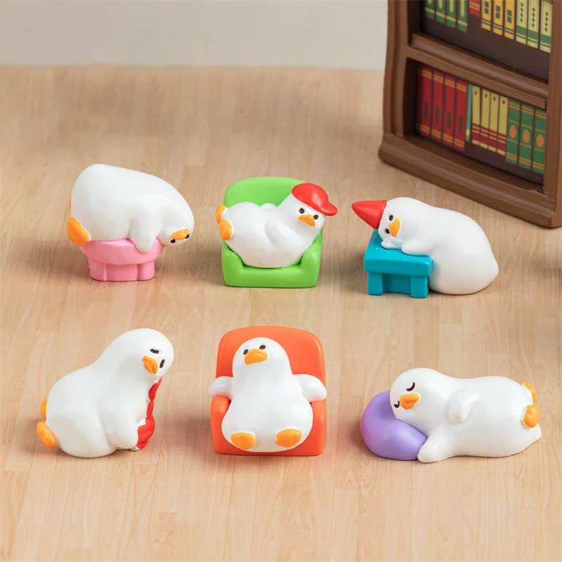 6 estilos/conjunto de resina mini pato branco ornamentos de carro decoração de mesa para casa micro paisagem estatuetas de jardim pato minúsculo acessórios diy