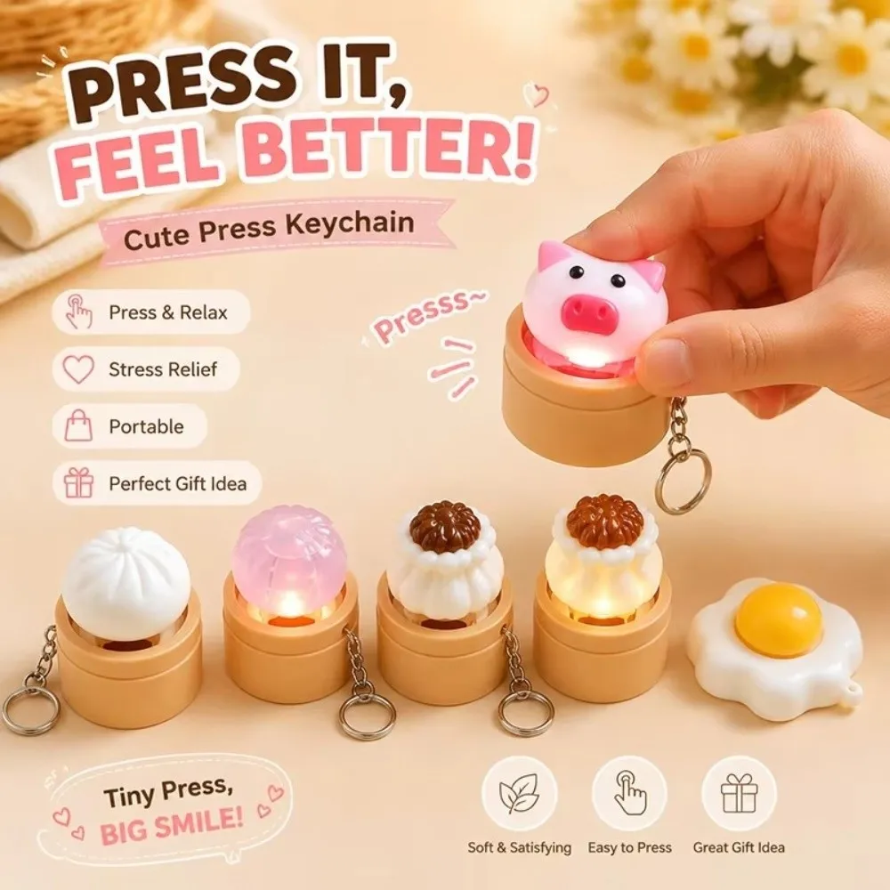 3D Printed Food Keycap Keychain Cartoon Food Design Rebound Button Luminous Keycap Keychain Smooth Edges Crisp Clicking Sound