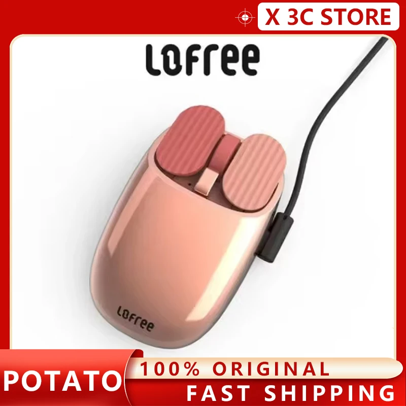 

LOFREE Potato Gaming Mouse Dual-Mode 3600DPI Rechargeable RGB for Ergonomic Office PC Mac Fashion Lady Style Charging Rose Gold