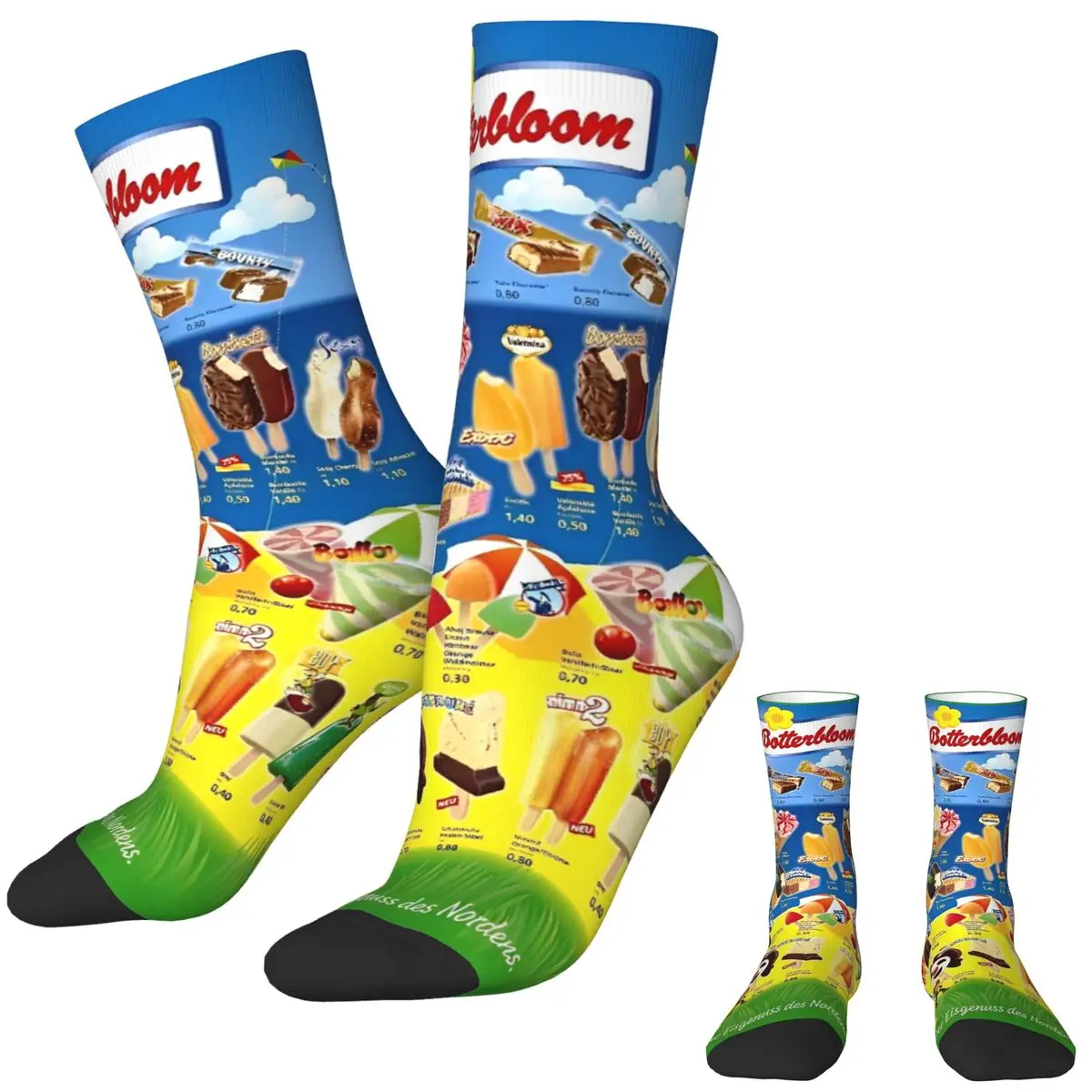 Men Socks Funny Ice Cream Stockings Winter Trendy Quality Socks Custom Climbing Anti Slip Socks