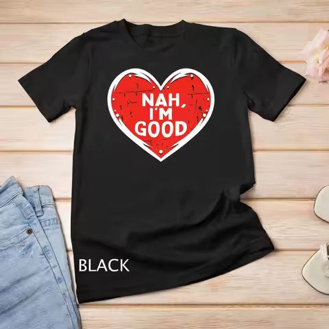 Funny Heart Nah Im Good Anti Valentines Day Single Awareness T Shirt