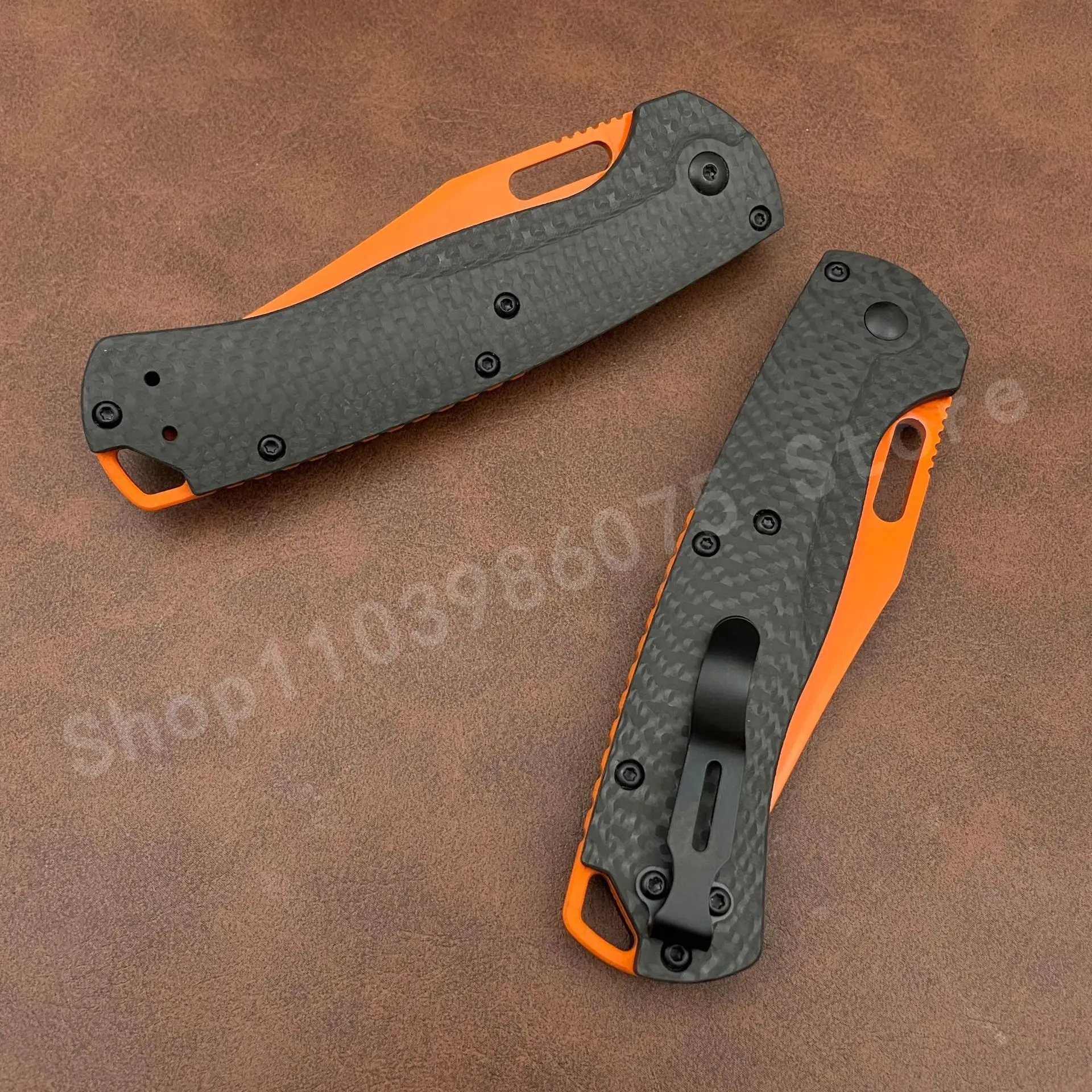 سكين جيب من ألياف الكربون BM 15535 مع شفرة D2 - سكين محمول عالي الصلابة للتخييم في الهواء الطلق قابل للطي هدايا للرجال