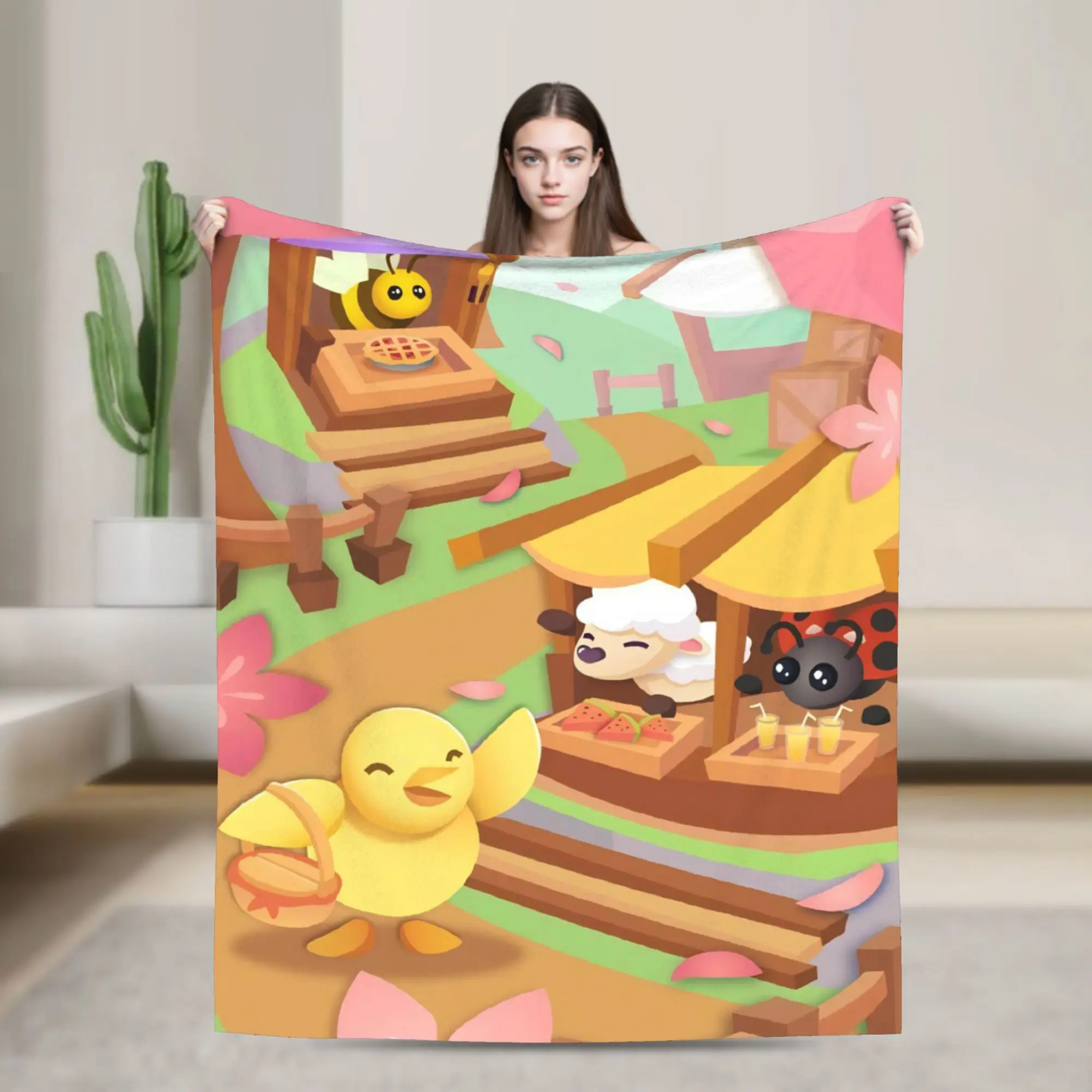 Adopt Me cartoon game Blankets Flannel  Relax Super Soft Throw Blanket for Bed Plush Thin Quilt