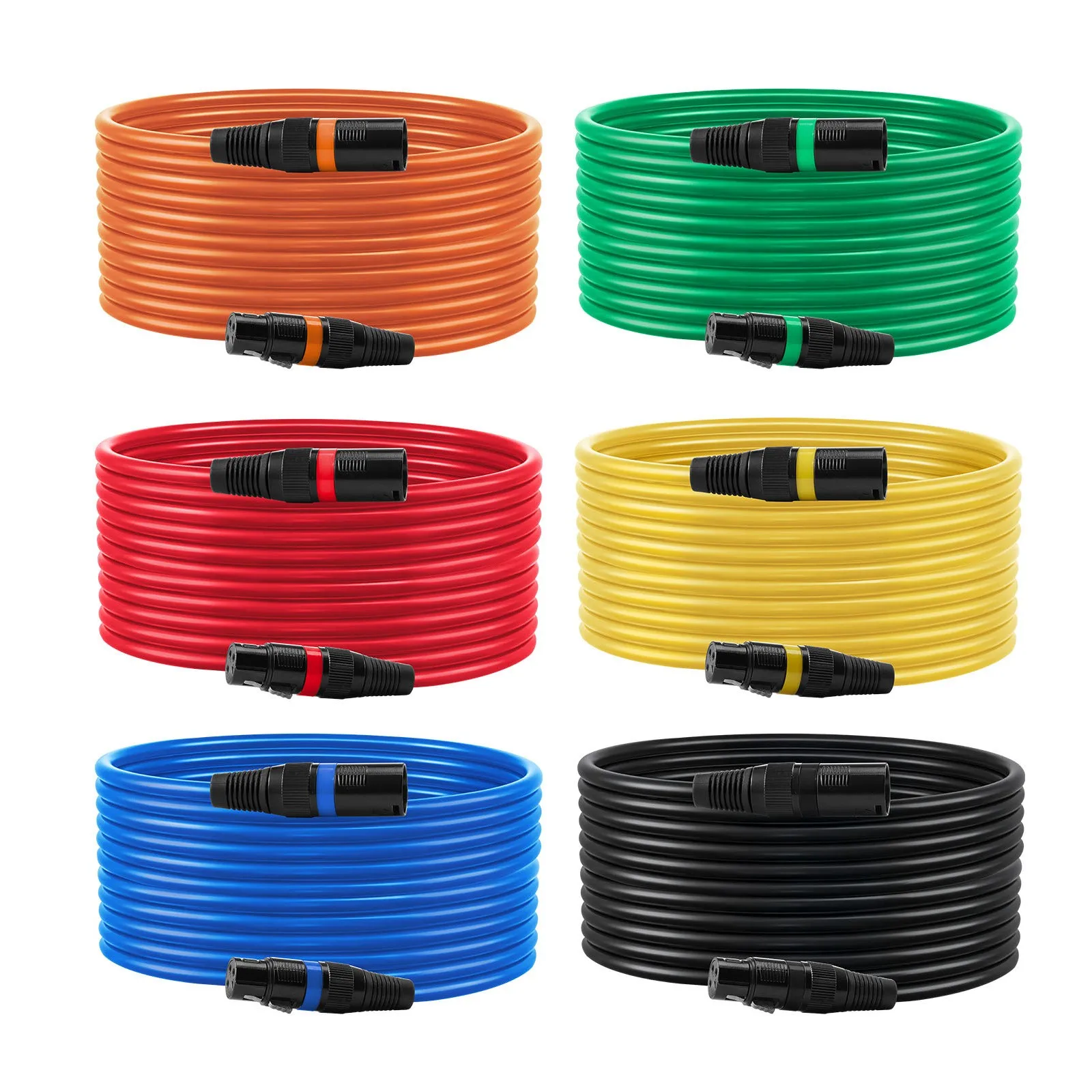 20 ft XLR Cable 6-Pack Balanced 3-Pin Male to Female Microphone Cord