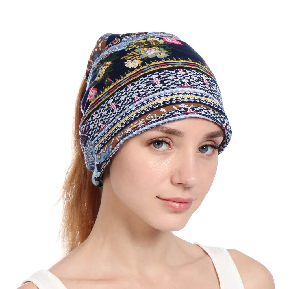 

Boho Beanie Hat Stretch Sleep Turban Hats Cancer Headwear Cap