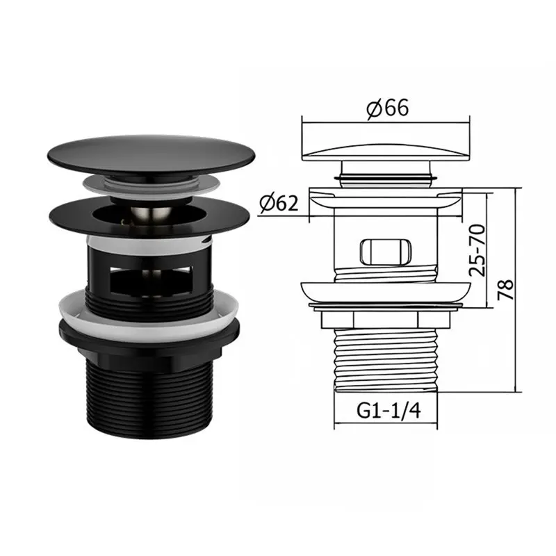 AT21-Sink Up Drain Stopper Basin Cap Washbasin Plug 1Pc Black Bathroom Lavatory Kitchen Bathtub Accessories