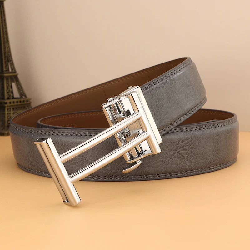 Wysokiej jakości designerskie paski z automatyczną klamrą mężczyźni prawdziwej skóry luksusowe 3.5cm szerokości modny gorset formalny ceinture homme Z227