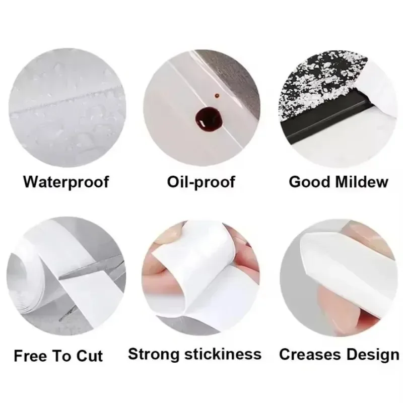 Self Adhesive PVC Sealing Strip Tape for Bathroom Bath Toilet Kitchen Caulk Tape Waterproof Wall Sticker White Mold Proof Tapes