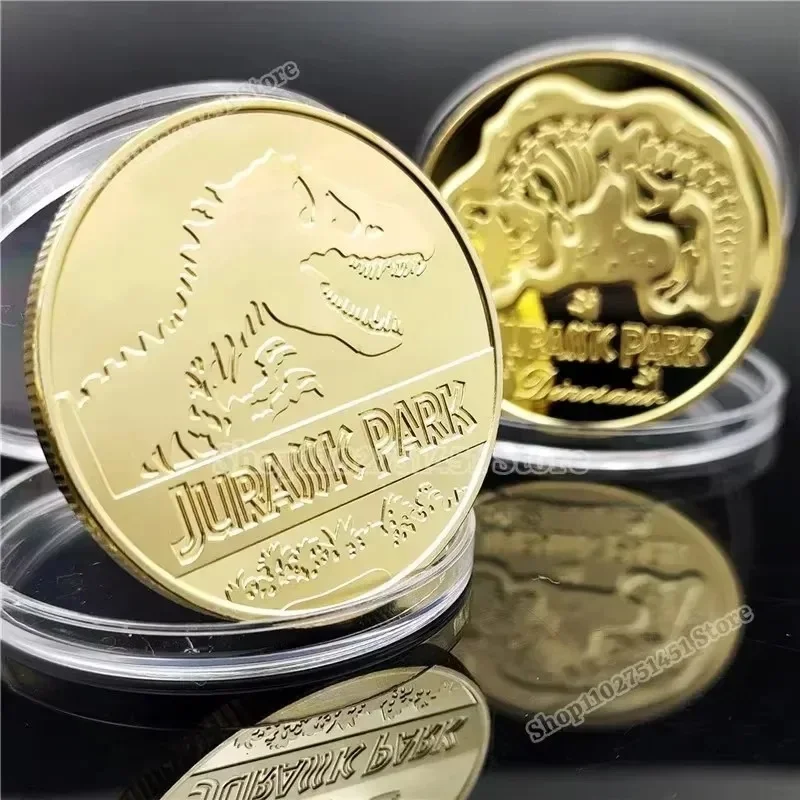 Jurassic Dinosaur Fossil Challenge Coin, Collectible Gold Coin, Movie Souvenir Ornament For Home Display Decor