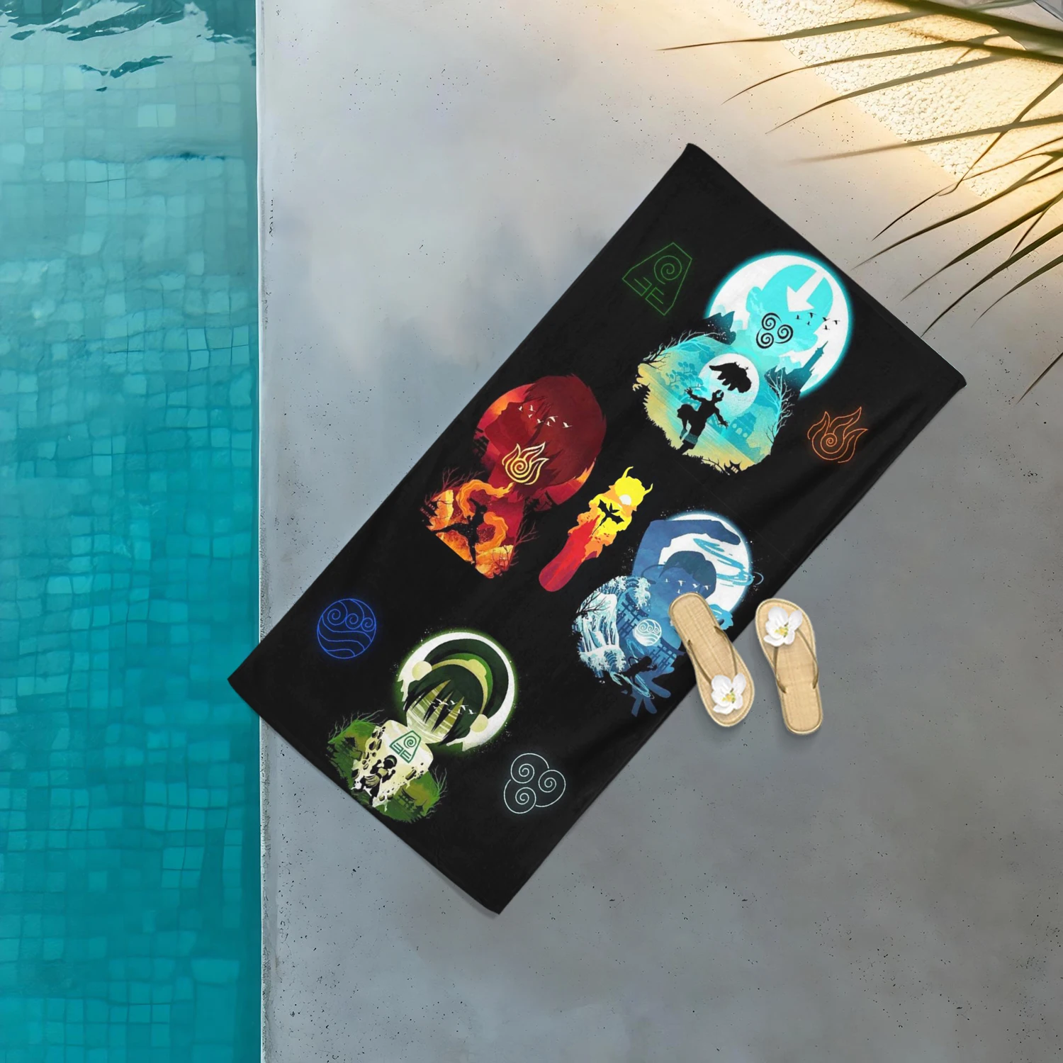 Anime A-Avatar The Last AAirbender Element  Symbol Beach Towel Soft Quick‑Dry Bath Towel for Swimming Travel Camping