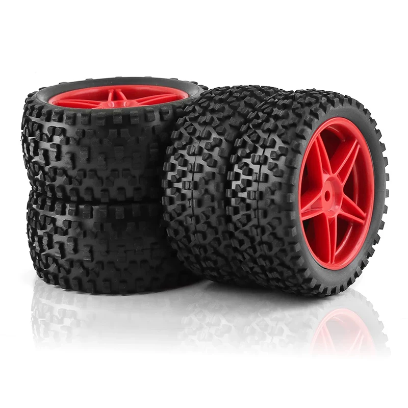 Pneus tout-terrain résistants à l'usure, jante de roue en plastique, pneu en caoutchouc pour voiture RC 1:10 HSP 94107 94166 94106 94155 Tamiya Wltoys 4 pièces 144001