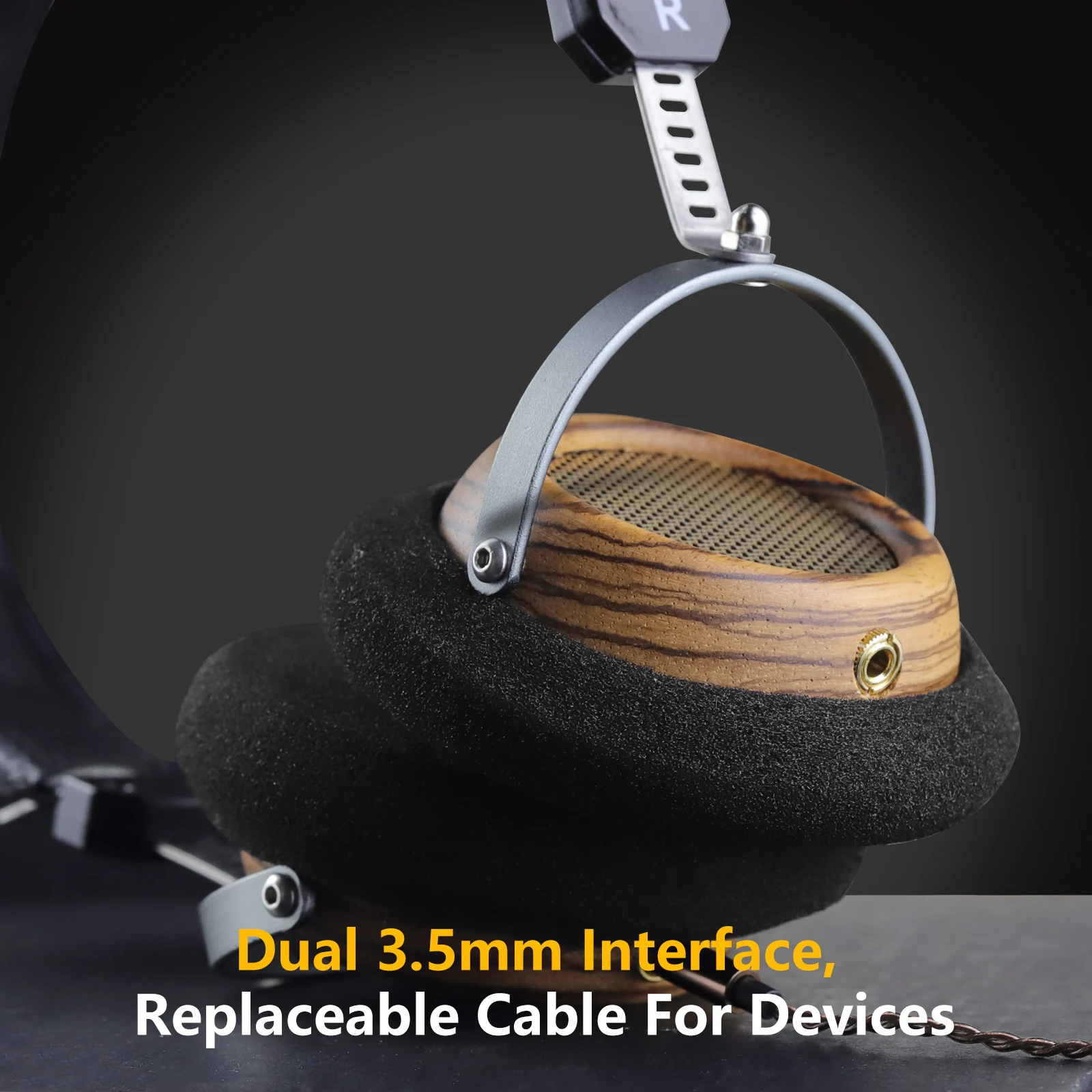 OKCSC M2 HIfi سماعات رأس خشبية زيتونية 57 مللي متر مكبر صوت شبه مفتوح من الخلف مع 5N OCC مطلي بالفضة لتقوم بها بنفسك 3.5 مللي متر سماعات كابل بديل #1