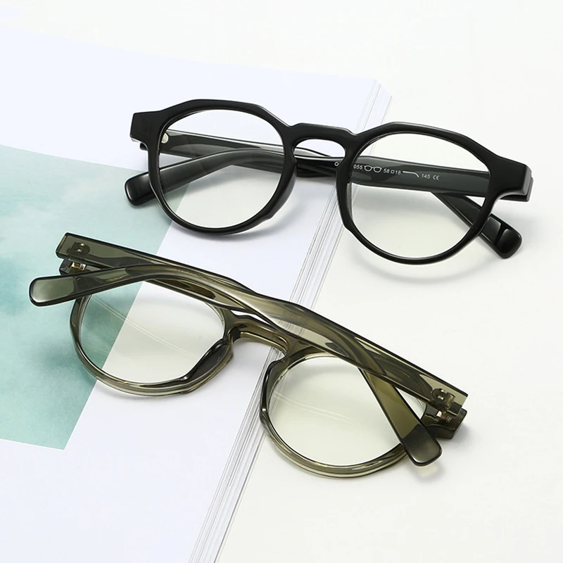 إطار نظارات دائرية عتيقة من SO&EI للنساء، إطار بصري شفاف مضاد للبلو راي للرجال