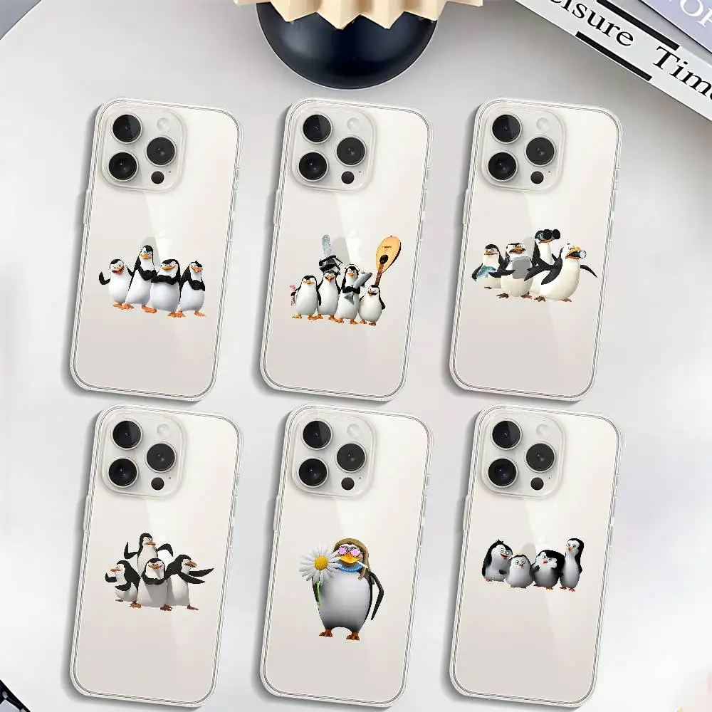 P-Pinguine von M-Madagascar Lustige Handyhülle Weiche transparente Hülle für IPhone 17 16 15 14 13 12 11 Pro Max Mini Plus Cover Case