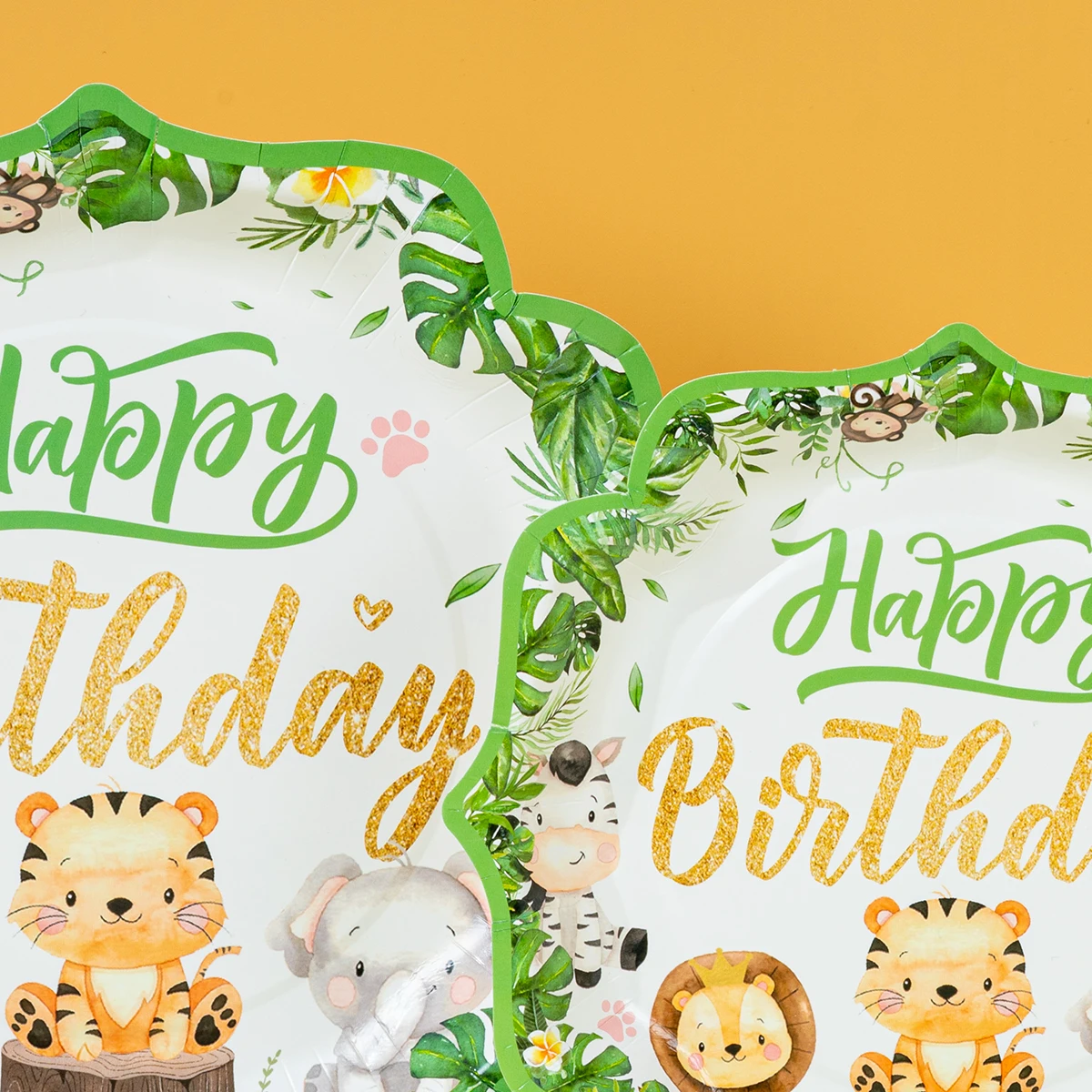 10/25/50pcs Happy Birthday Jungle Animal Disposable Paper Plates for Kids Safari Themed Birthday Party Supplies image 4