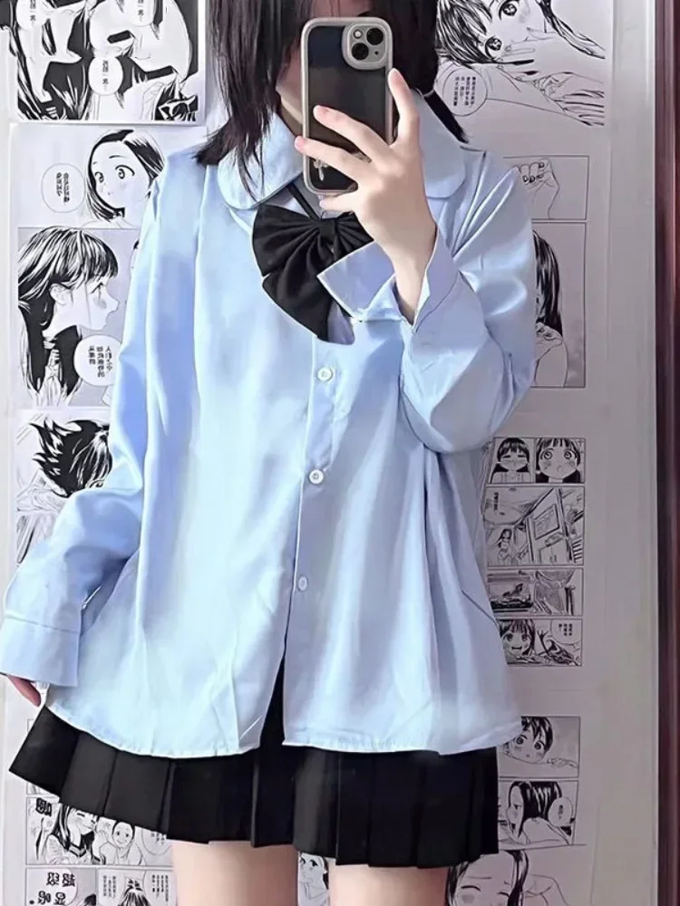 Y2k 美的ヴィンテージカジュアル日本ロリータ Blusas 日本人女性かわいい長袖ブラウスストリート弓 Jk Tios シャツファム