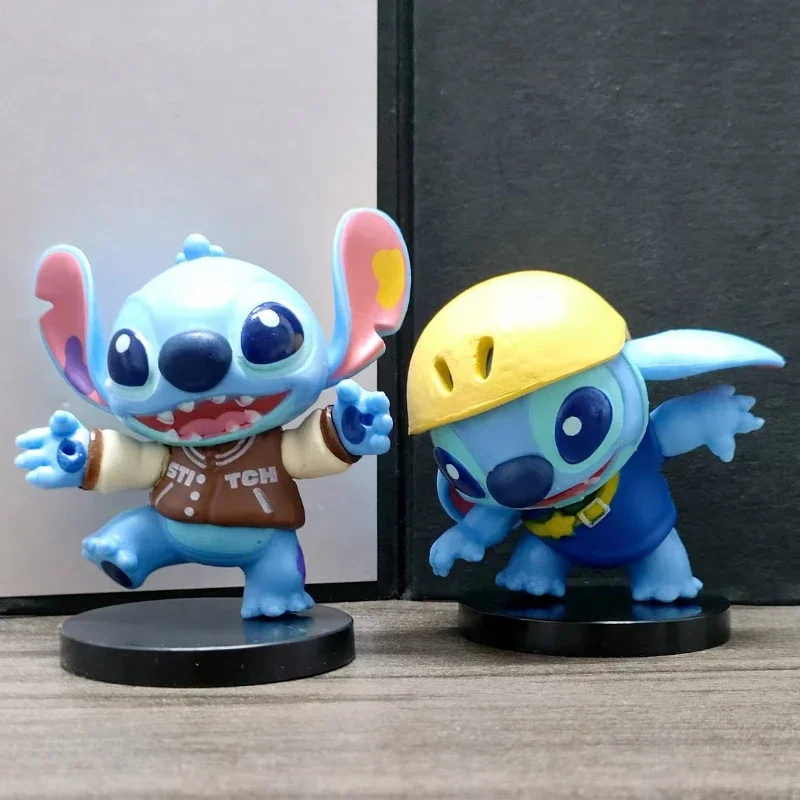 Figuras de acción de Disney Stitch, modelo de dibujos animados de Anime, juguetes bonitos para niños, adorno de escritorio de moda, regalos de vacaciones Kawaii para niñas, 6 uds.