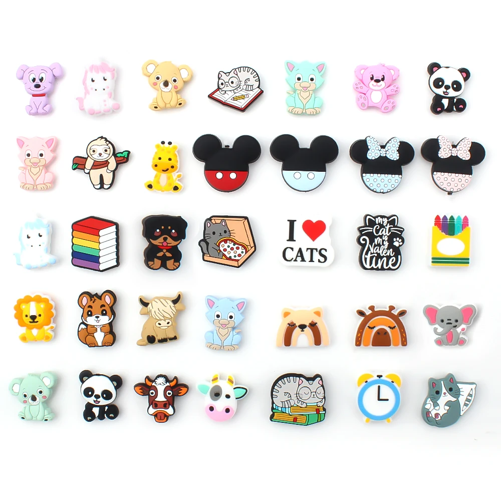 5/10Pcs Animal Silicone Beads Giraffe Zebras Bear Focal Beads For Jewelry Making DIY Keychain Necklaces Decoration Accessories