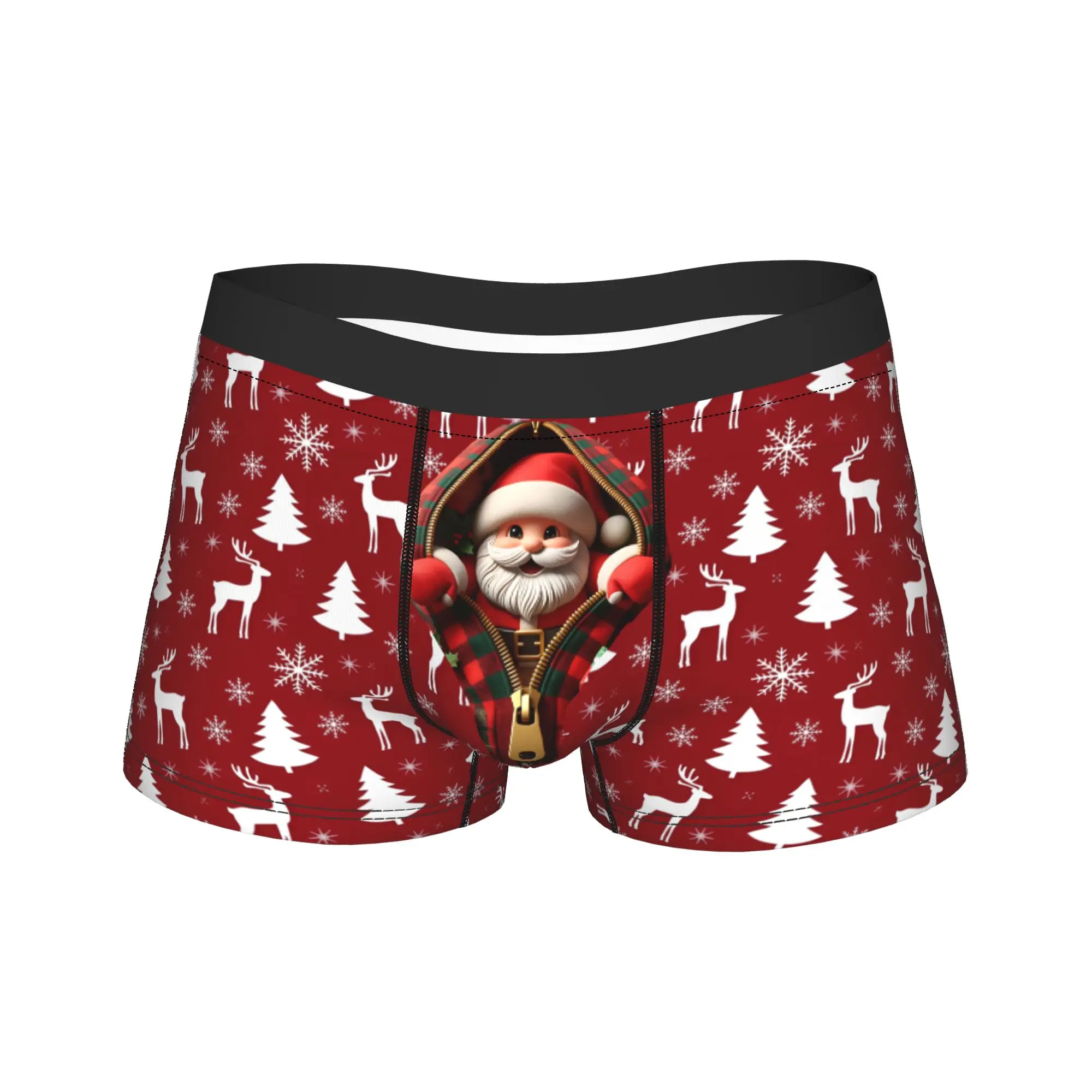 

Мужские рождественские, новогодние боксеры с Санта-Клаусом, ультрамягкое нижнее белье, трусы