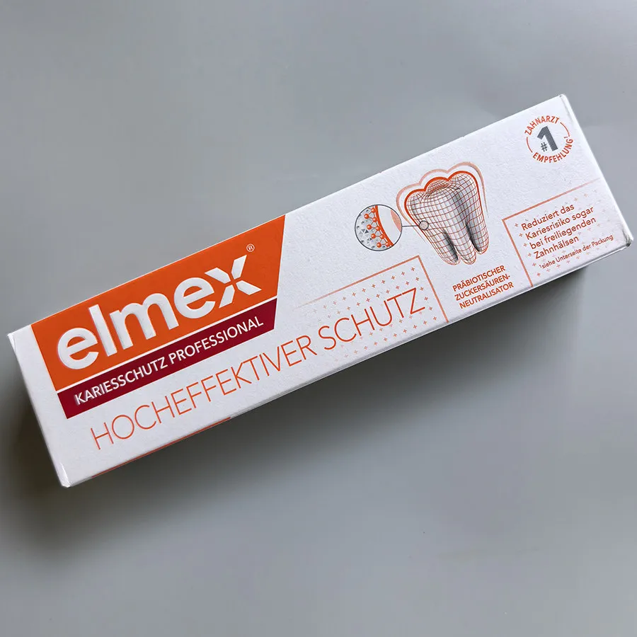 

Зубная паста Elmex для взрослых 75 мл, защита от кариеса и укрепление десен с фтором, укрепляет эмаль и эффективно очищает.